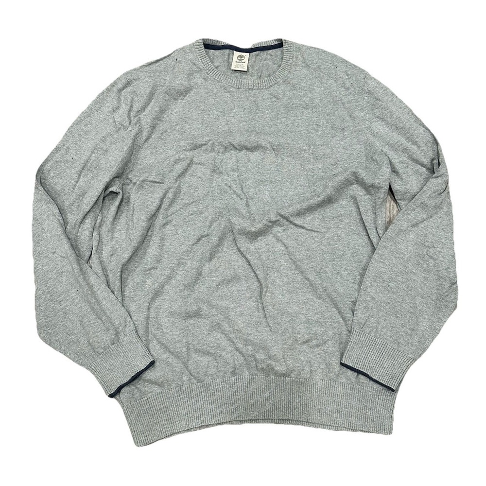Timberland Sweater Men's 2XL Gray Pullover Crewneck‎ Regular Fit Cotton Sweater